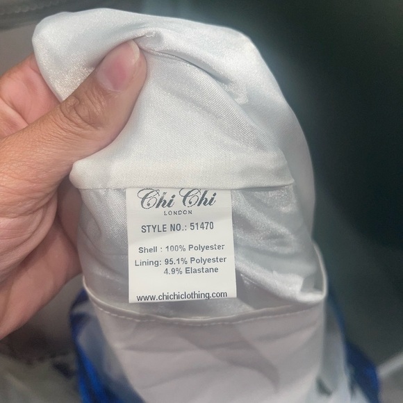 Chi Chi London Essie High Low blue leaf print dress size 4 - Picture 10 of 12